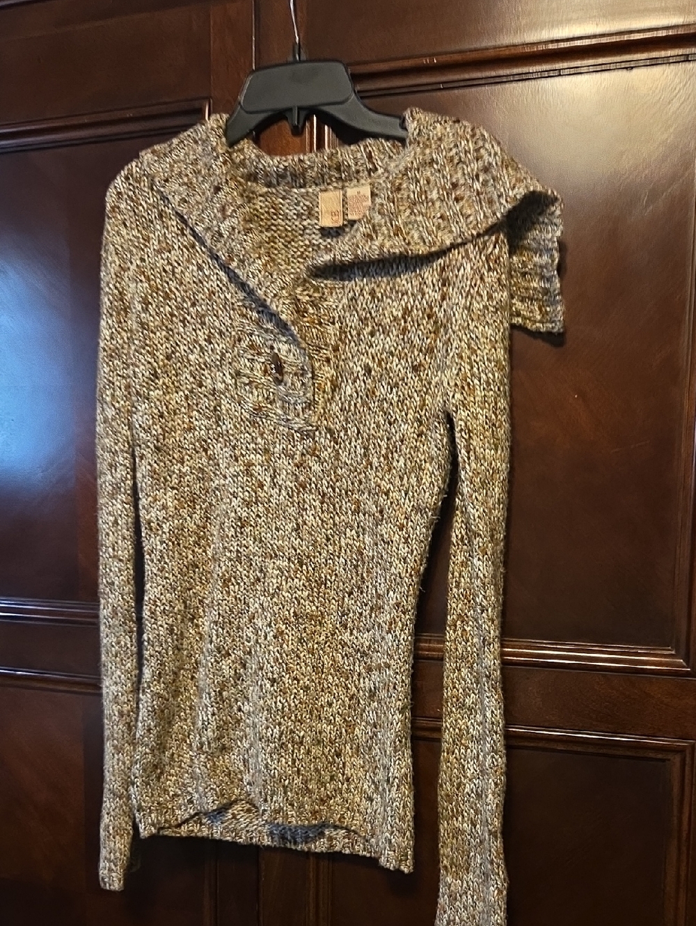 BKE Marled Taupe Mix Cowl Neck Sweater